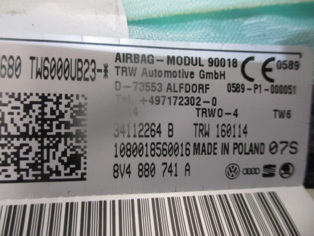 2014 GENUINE AUDI A3 8V HATCHBAK LEFT PASSENGER SIDE CURTAIN ROOF BAG 8V4880741A - Image 3