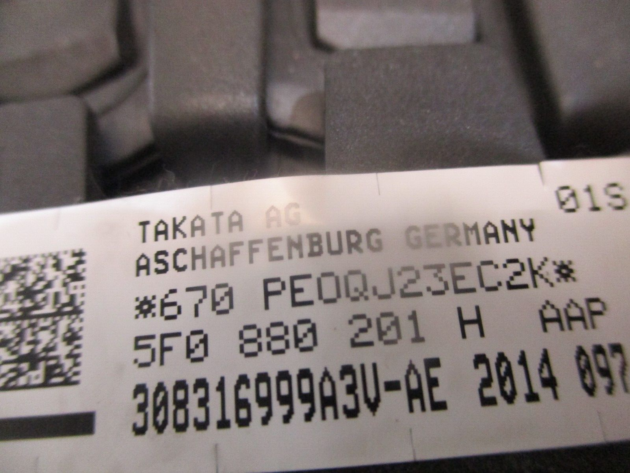 2014 GENUINE SEAT LEON DRIVERS STEERING WHEEL AIRBG 5F0880201H - Image 3