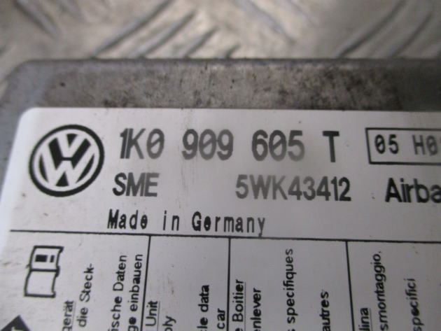 2012 GENUINE SKODA OCTAVIA SRS AIRBG ECU CONTROL UNIT MODULE 1K0909605T - Image 2