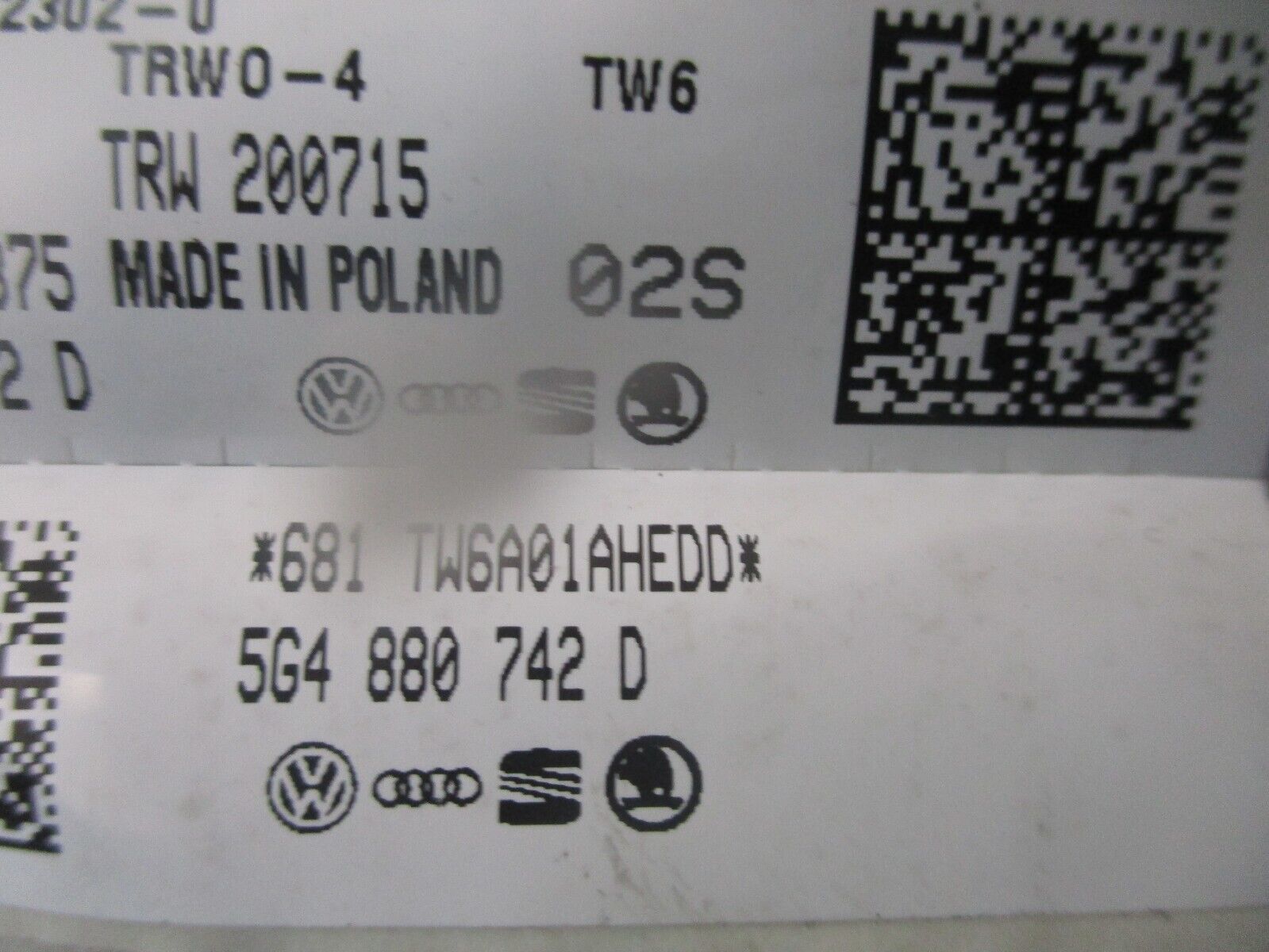 2015 GENUINE VW GOLF MK7 FRONT RIGHT DRIVER SIDE CURTAIN ROOF BAG 5G4880742D - Image 3