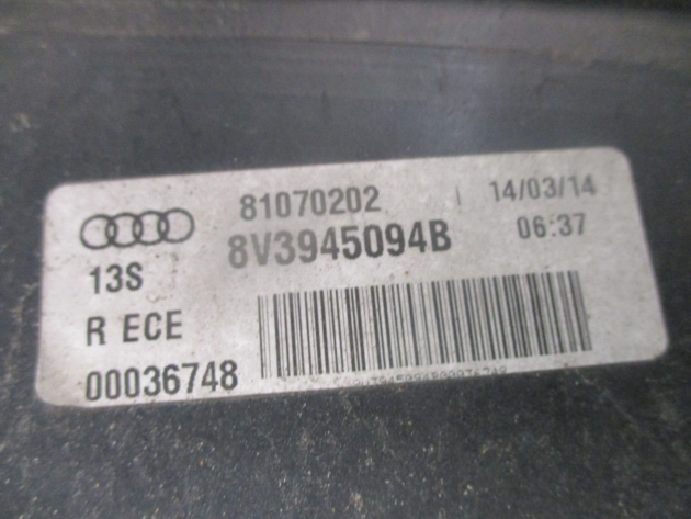 2013 AUDI A3 8V 3DR REAR RIGHT DRIVER SIDE INNER TAILLIGHT LAMP 8V3945094B OEM - Image 2