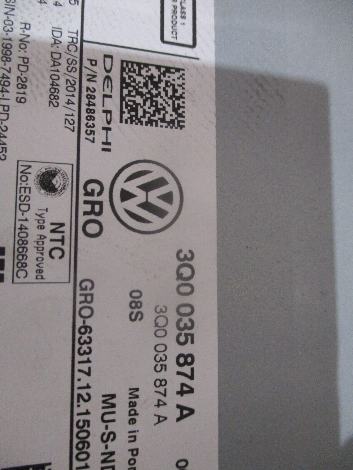 2015 VW GOLF MK7 MULTIMEDIA SAT NAV HEAD UNIT 7 SCREEN 3Q0035874 3G0914605D - Image 3