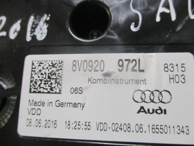 2016 GENUINE AUDI A3 8V SALOON SPEEDOMETER INSTRUMENT CLUSTER CLOCK 8V0920972L - Image 3