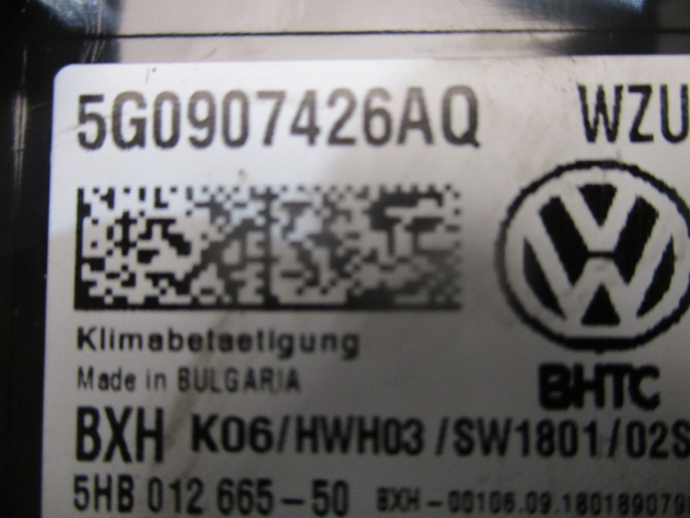 2018 GENUINE VW TOURAN AC HEATER CLIMATE CONTROL SWITCH PANEL 5G0907426AQ - Image 2
