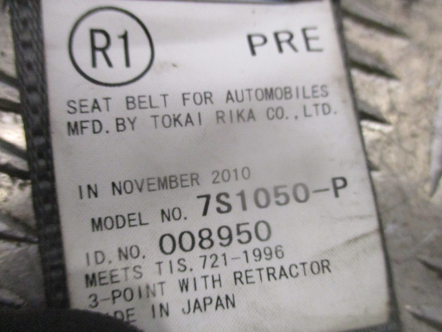 2011 GENUINE TOYOTA PRIUS FRONT RIGHT DRIVER SIDE SEAT BELT 7S1050-P - Image 2