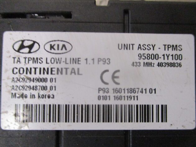 2016 GENUINE KIA PICANTO ASSY TYRE PREESURE ECU CONTROL UNIT 95800-1Y100 - Image 2