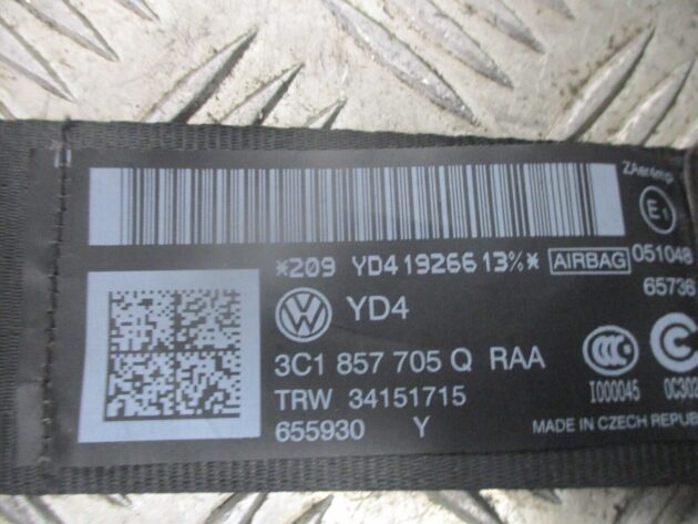 2014 GENUINE VW PASSAT B7 FRONT LEFT PASSENGER SIDE SEAT BELT 3C1857705Q - Image 2