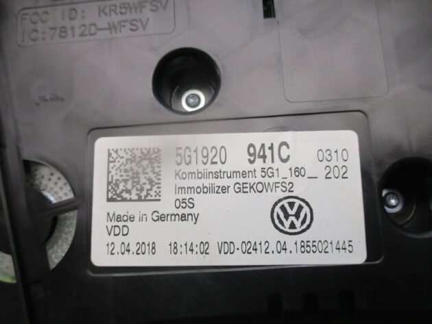 2018 GENUINE VW GOLK MK7 SPEEDOMETER INSTRUMENT CLUSTER CLOCK 5G1920941C - Image 3