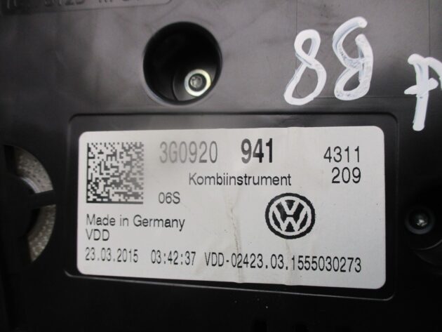 2016 GENUINE VW PASSAT B8 SPEEDOMETER INSTRUMENT CLUSTER CLOCK 3G0920941 - Image 3