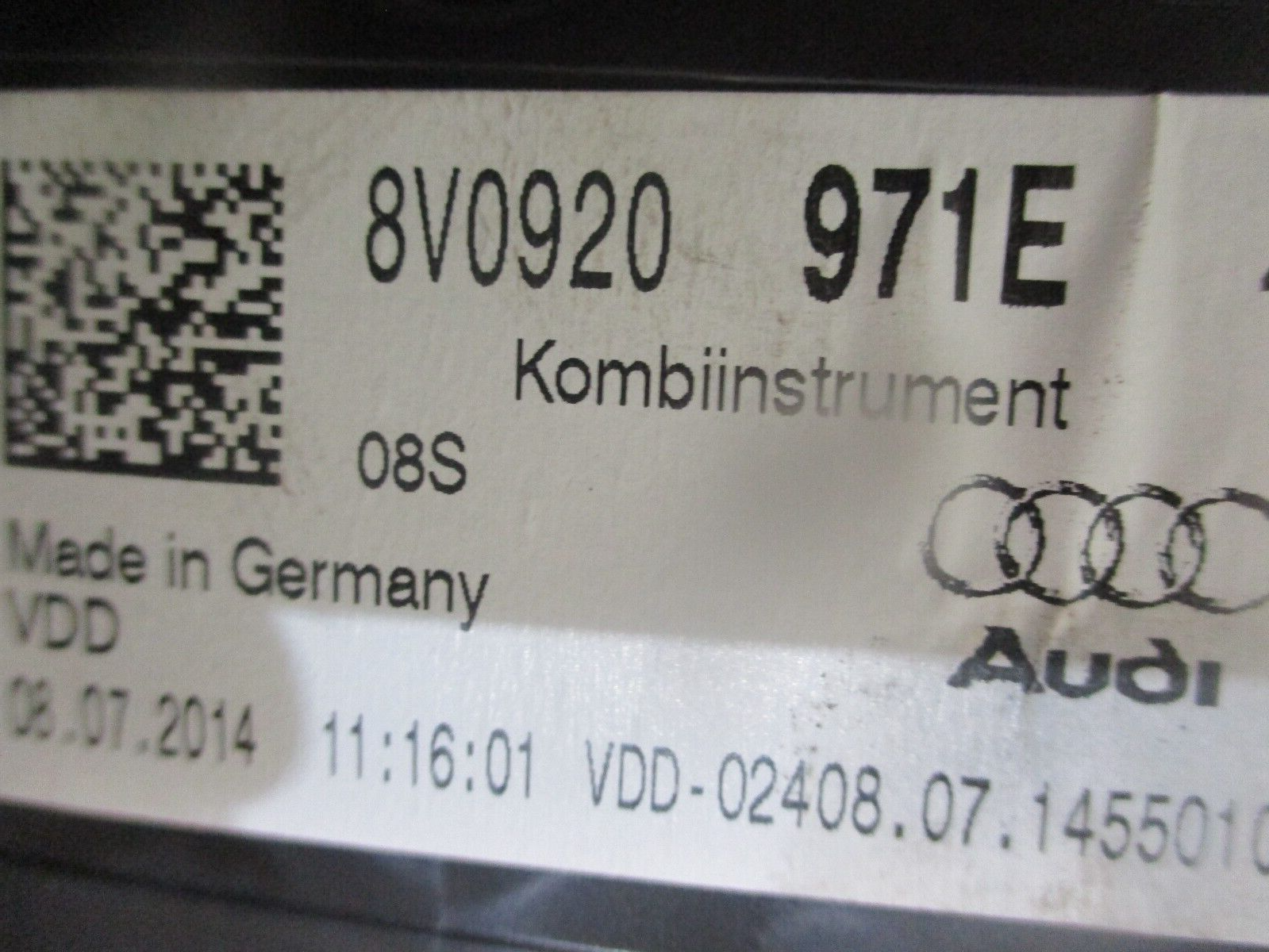 2015 GENUINE AUDI A3 8V SPEEDOMETER INSTRUMRNT CLUSTER CLOCK 8V0920971E - Image 4