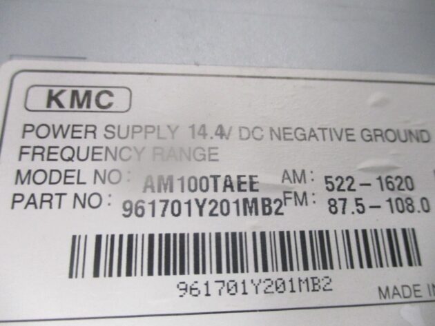 2012 GENUINE KIA PICANTO RADIO CD PLAYER HEAD UNIT 961701Y201MB2 - Image 3