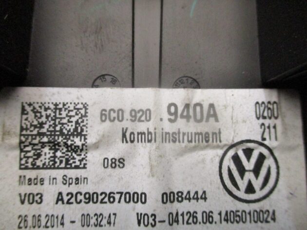 2016 GENUINE VW POLO SPEEDOMETER INSTRUMENT CLUSTER CLOCK 6C0920940A - Image 3