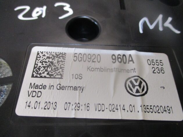2013 GENUINE VW GOLF MK7 SPEEDOMETER INSTRUMENT CLUSTER CLOCK 5G0920960A - Image 2