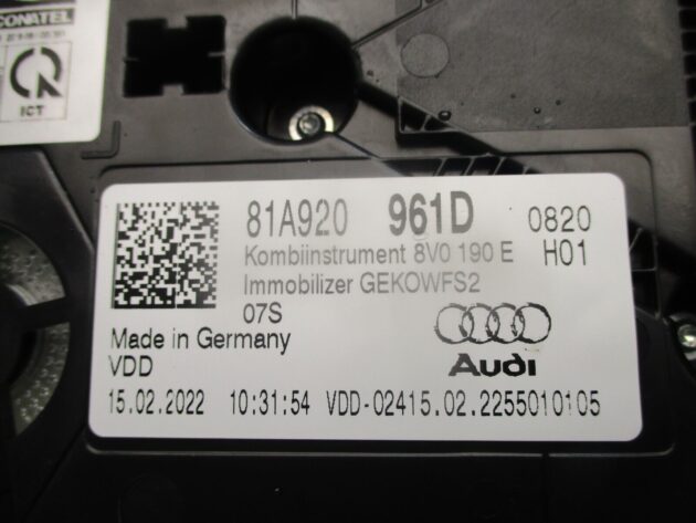 2022 GENUINE AUDI Q2 SPEEDOMETER INSTRUMENT CLUSTER CLOCK 81A920961D - Image 2