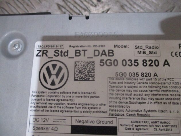 2014 GENUINE VW GOLF MK7 MULTIMEDIA PLAYER HEAD UNIT 5G0035820A - Image 3