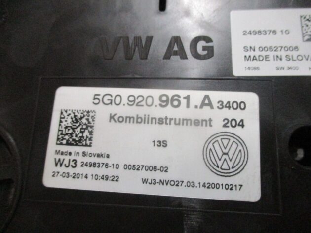 2014 GENUINE VW GOLF MK7 SPEEEDOMETER INSTRUMENT CLUSTER CLOCK 5G0920961A - Image 3