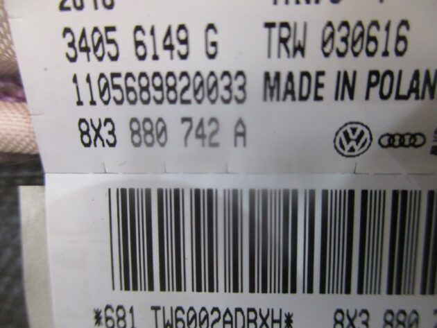 2016 GENUINE AUDI A1 8X 3DR FRONT RIGHT DRIVER SIDE SUNVISOR 8X3880742A - Image 2