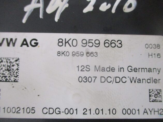 2010 GENUINE AUDI A4 VOLTAGE STABILIZER CONTROL MODULE ECU 8K0959663 - Image 2