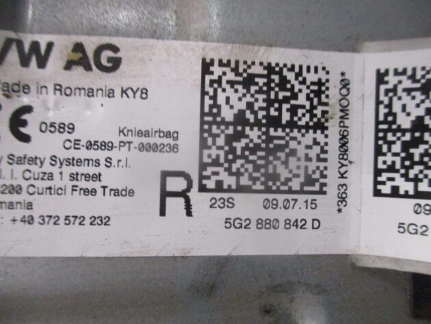 2015 GENUINE SEAT LEON RIGHT DRIVERS KNEE AIRBG 5G2880842D - Image 3