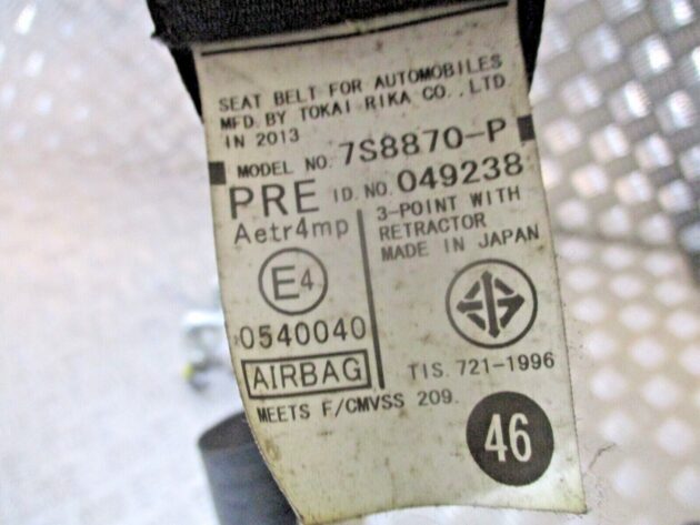 2013 GENUINE LEXUS CT200 FRONT LEFT PASSENGER SIDE SEAT BELT 7S8870-P - Image 2