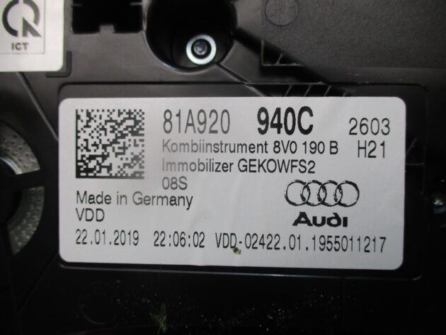 2019 GENUINE AUDI Q2 SPEEDOMETER INSTRUMENT CLUSTER CLOCK 81A920940C - Image 2