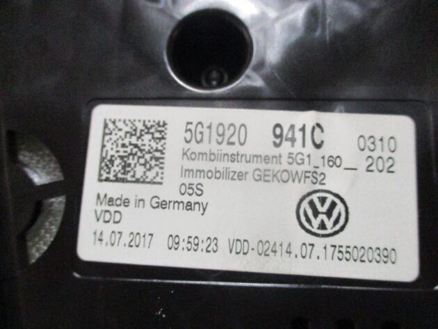 2017 GENUINE VW GOLF MK7 SPEEDOMETER INSTRUMENT CLUSTER CLOCK 5G1920941C - Image 2