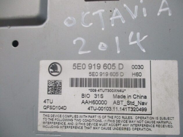 2014 GENUINE SKODA OCTAVIA RADIO SAT NAV DISPLAY SCREEN 5E0919605D - Image 3