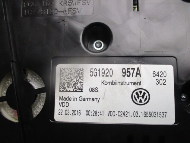 2016 GENUINE VW GOLF MK7 GTD SPEEDOMETER INSTTRUMENT CLUSTER CLOCK 5G1920857A - Image 3