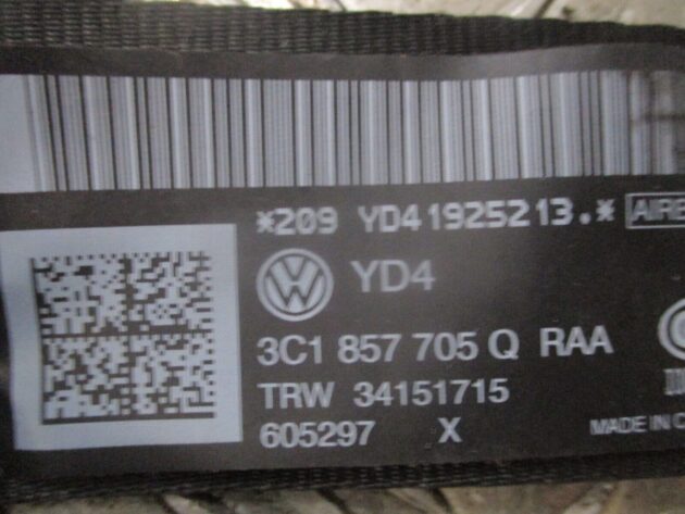 2013 GENUINE VW PASSAT B7 FRONT LEFT PASSENGER SIDE SEAT BELT 3C1857705Q - Image 2