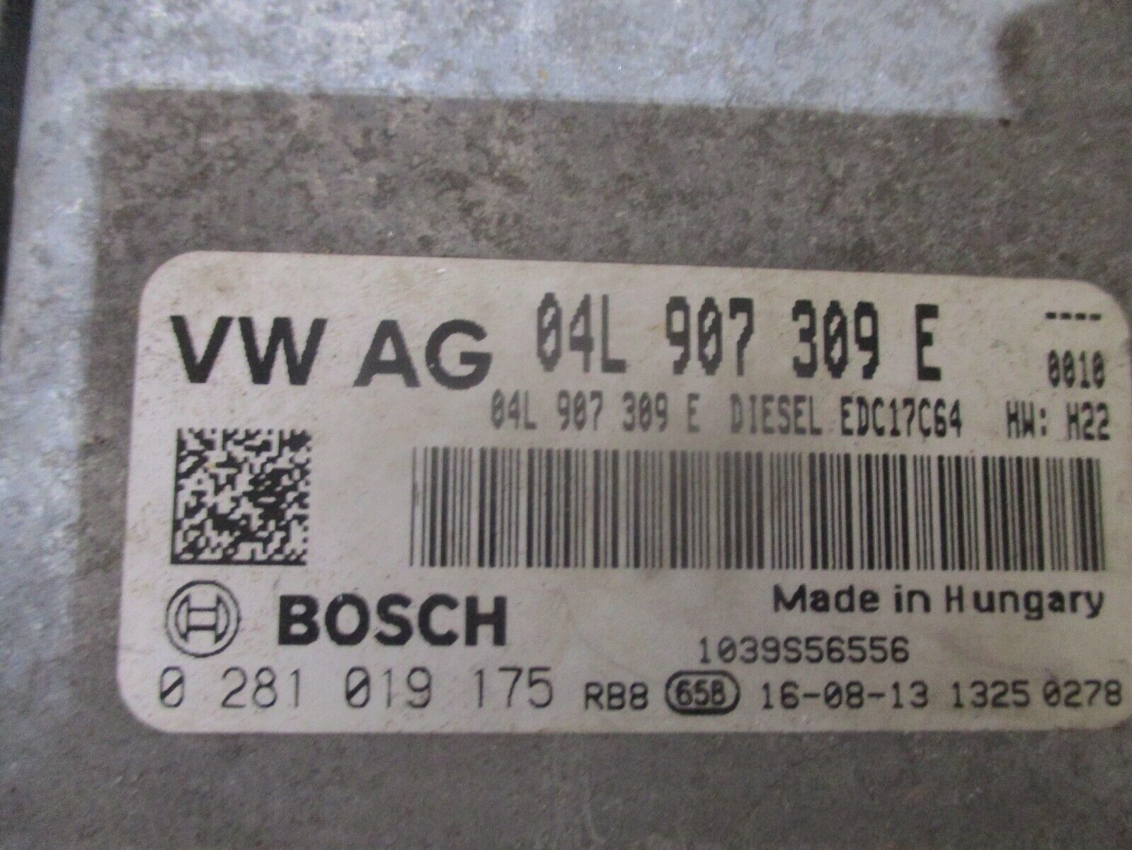 2016 GENUINE AUDI A1 8X 1.6 TDI DIESEL ENGINE ECU CONTROL UNIT MODULE 04L907309E - Image 2