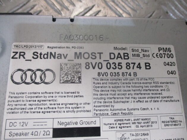 2014 AUDI A3 8V MMISAT NAV MULTIMEDIA RADIO SD CARD CD HEAD UNIT 8V00358874B OEM - Image 2