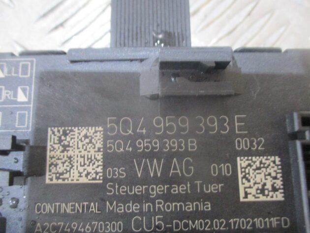 2017 SKODA OCTAVIA FRONT RIGHT DRIVER SIDE DOOR CONTROL MODULE 5Q4959393E OEM - Image 2