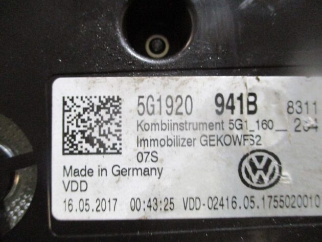 2017 GENUINE VW GOLF MK7 SPEEDOMETER INSTRUMENT CLUSTER CLOCK 5G1920941B - Image 2