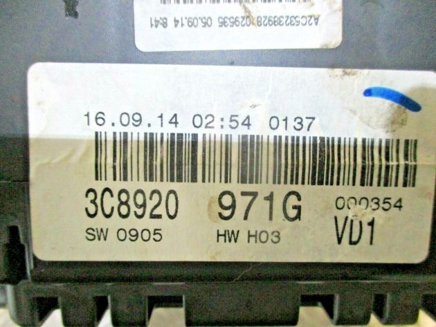 2014 GENUINE VW PASSAT CC SPEEDOMETER INSTRUMENT CLUSTER CLOCK 3C8920971G - Image 3