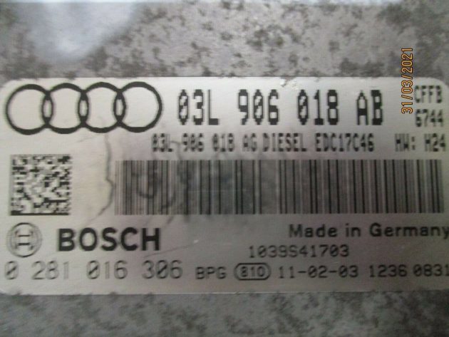 2008-12 GENUINE AUDI A3 8P 2.0 TDI CFF ENGINE CONTROL UNIT ECU 03L906018AB - Image 2