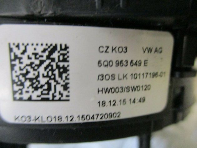 2016 VW GOLF MK7 GTD INDICATER WIPER STALK & STEERING COLUMN LOCK 5Q0953507HL - Image 6