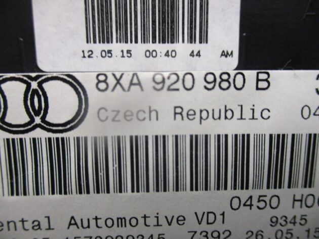 2015 GENUINE AUDI A1 8X SPEEDOMETER INSTRUMENT CLUSTER CLOCK 8XA920980B - Image 2