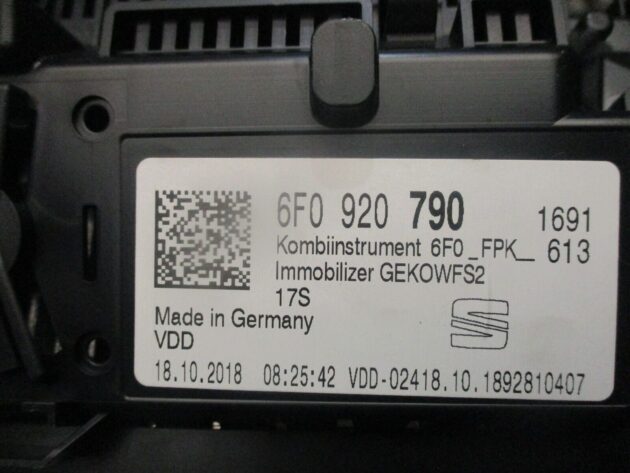 2018 GENUINE SEAT ARONA SPEEDOMETER VIRTUAL COCKPIT 6F0920790 - Image 3