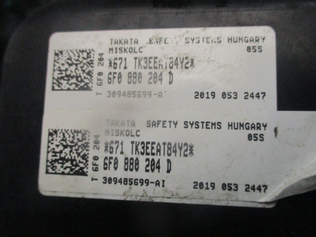 2018 GENUINE SEAT IBIZA PASSENGER SIDE DASHBOARD AIRBG 6F0880204D - Image 2