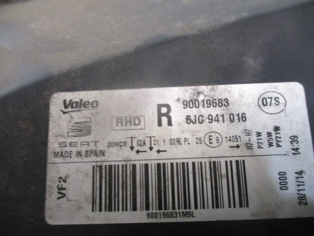 2014 GENUINE SEAT TOLEDO FRONT RIGHT DRIVER SIDE HEADLIGHT LAMP 6JC941016 - Image 3