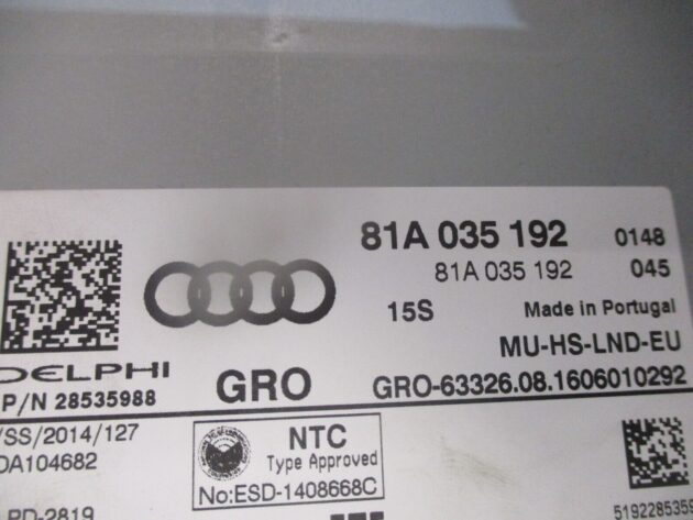 2016 AUDI A3 8V RADIO CD SAT NAV INFOTAINMENT MULTIMEDIA HEAD UNIT 81A035192 OEM - Image 3